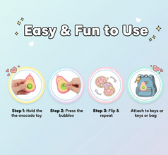 Cute Avocado-Shaped Mini Push Pop Keychain Toy with Strap (1 Pc)